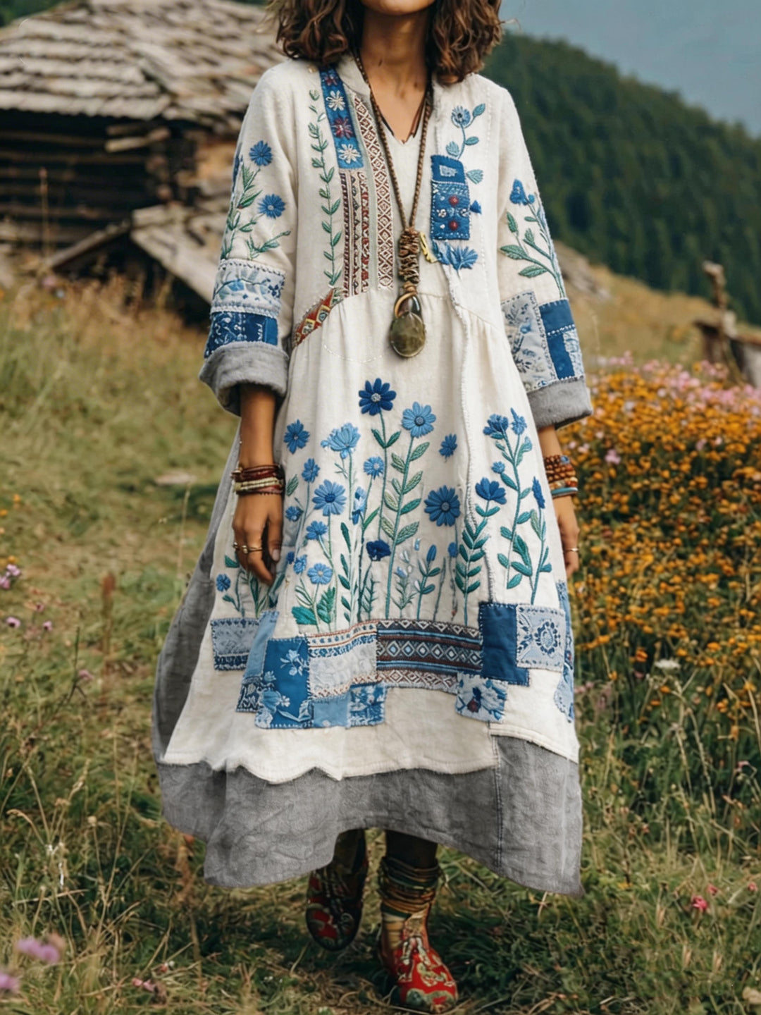 Joyce™ | Patchwork Folk Style Dress