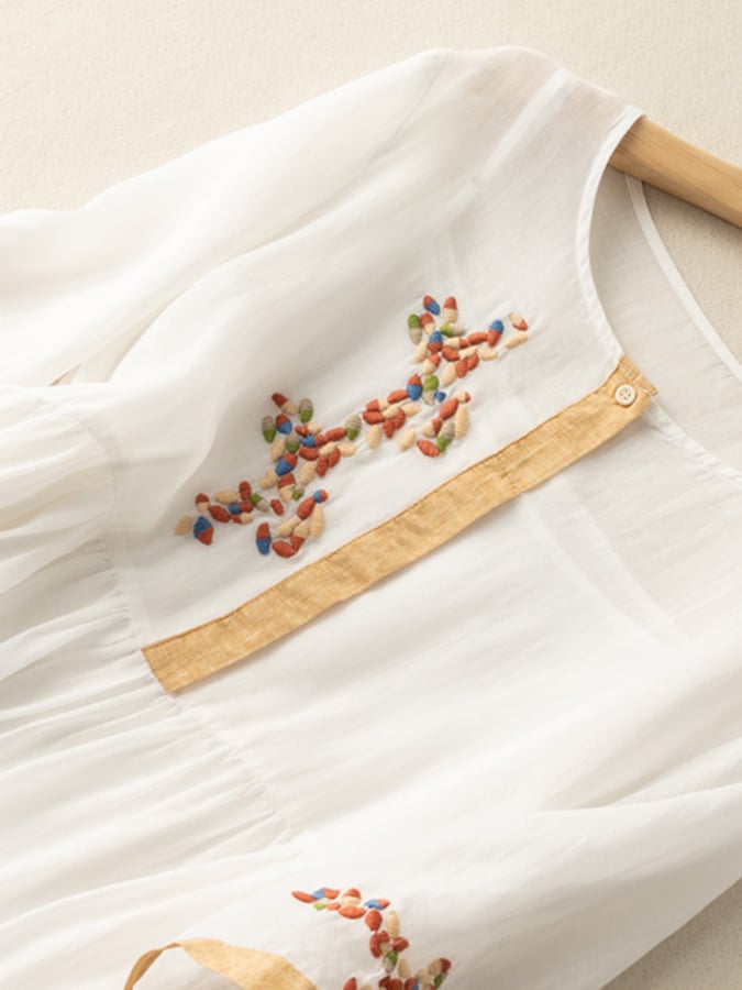Orpha™ | Ethnic Print Linen Dress