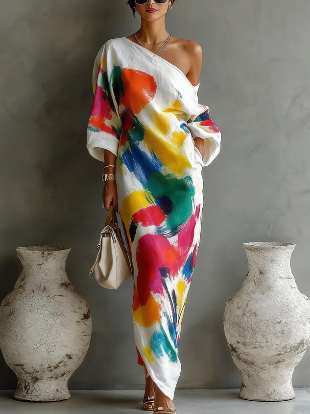 Lindsey™ | Elegant One-Shoulder Flowing Maxi Dress