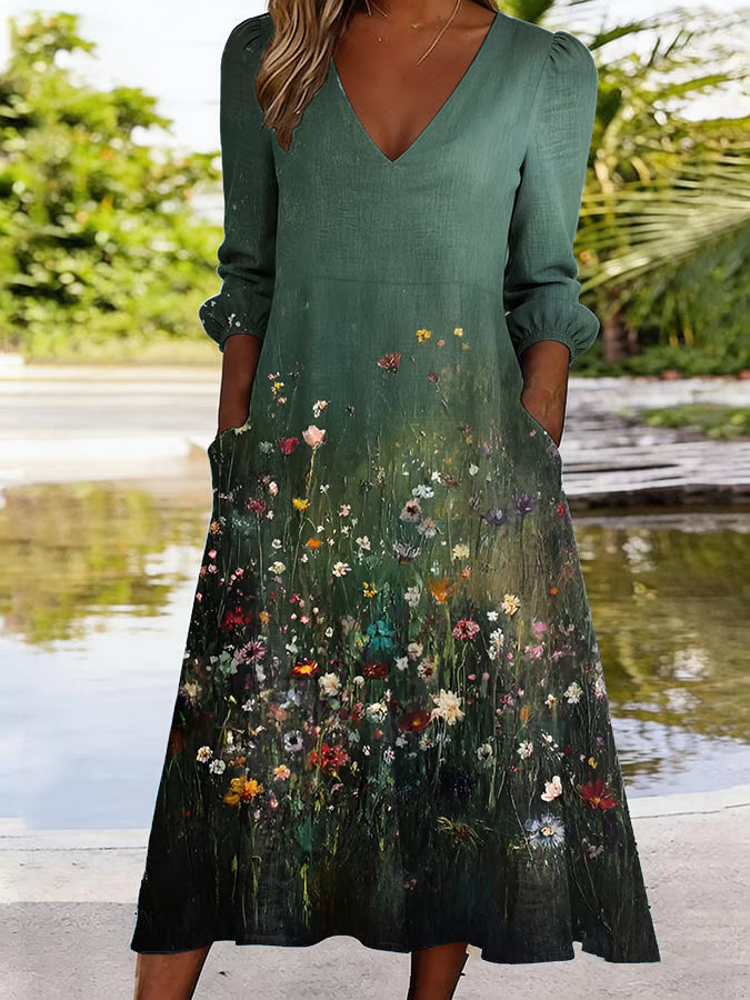 Ruby™ | Casual Linen Floral Dress