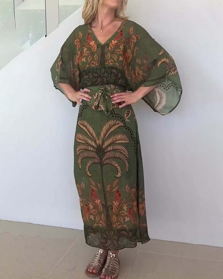 Shaina™ | Bohemian Summer Tie-Waist Maxi Dress