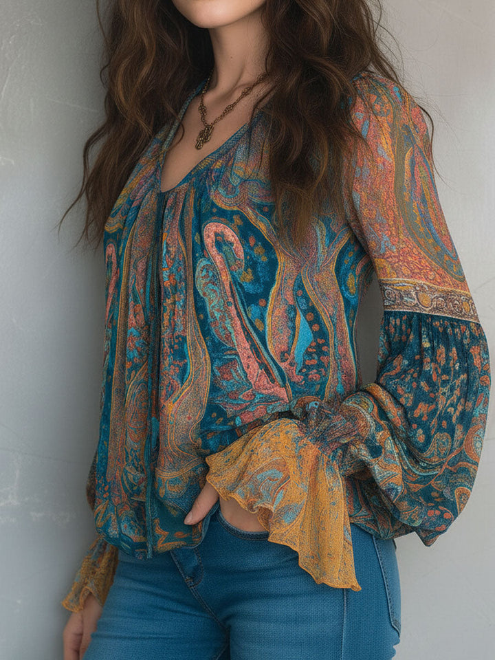 Beverly™ | Chic Paisley Print Relaxed Fit Blouse
