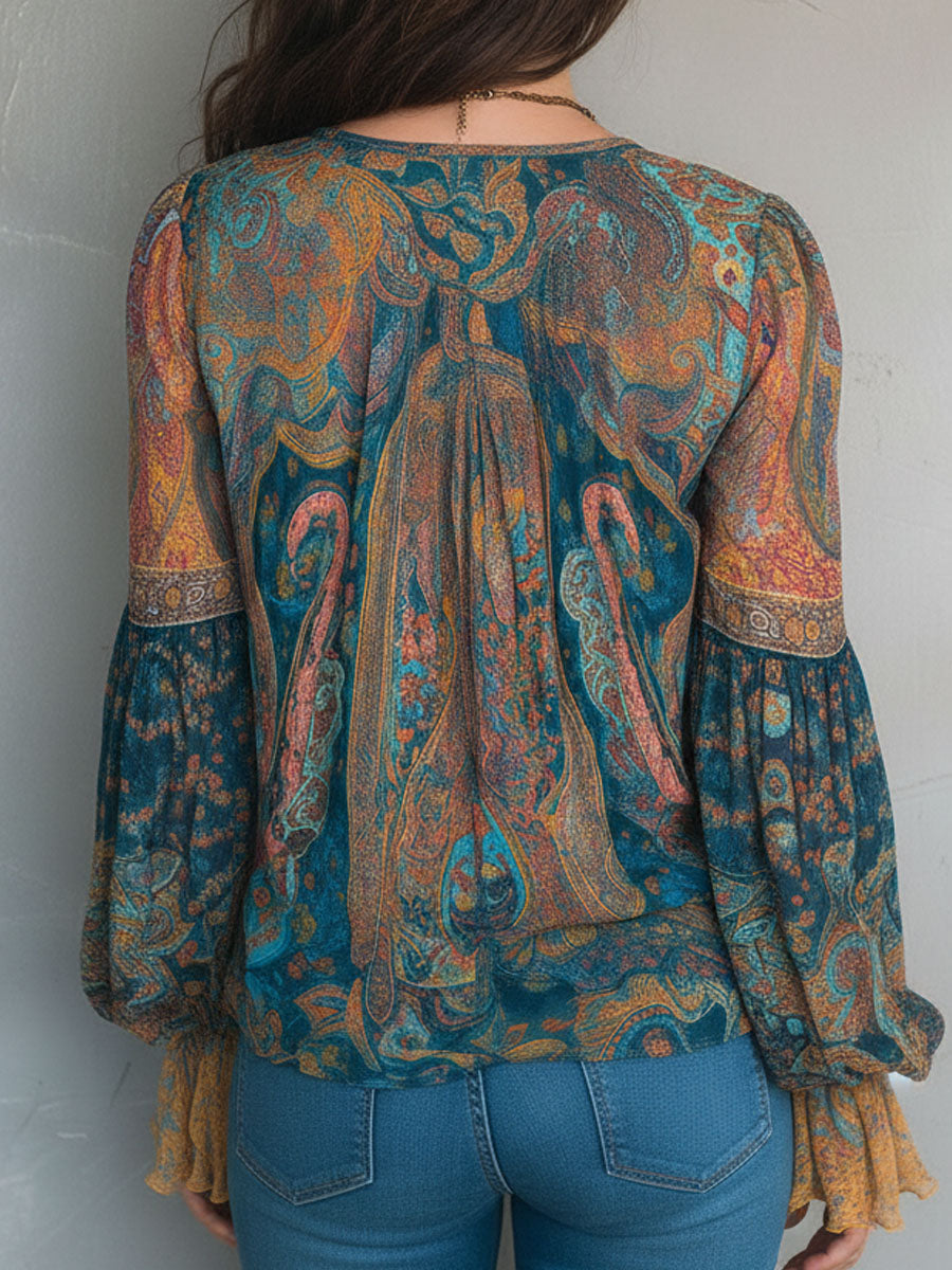 Beverly™ | Chic Paisley Print Relaxed Fit Blouse
