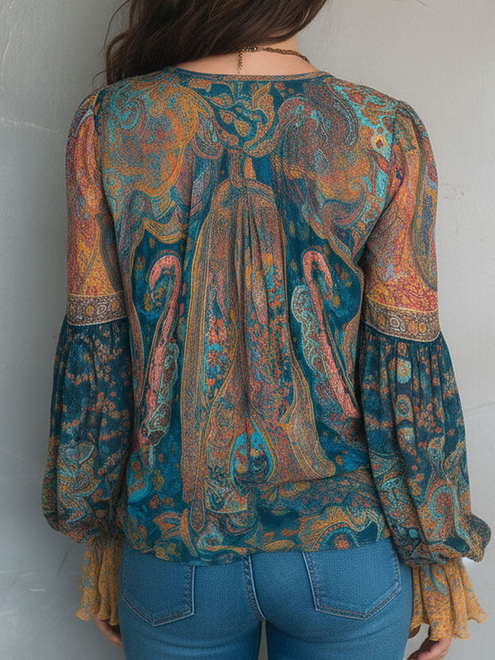 Beverly™ | Chic Paisley Print Relaxed Fit Blouse