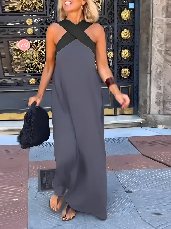 Vanessa™ | Elegant Cross Strap Maxi Dress