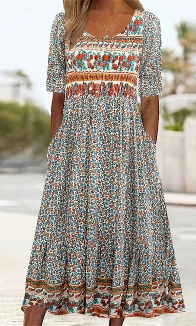 Emmy™ | Boho Print Midi Dress