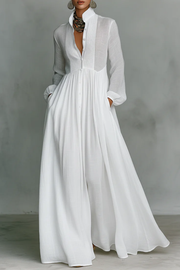 Cleora™ | Flowing Button-Front Maxi Dress