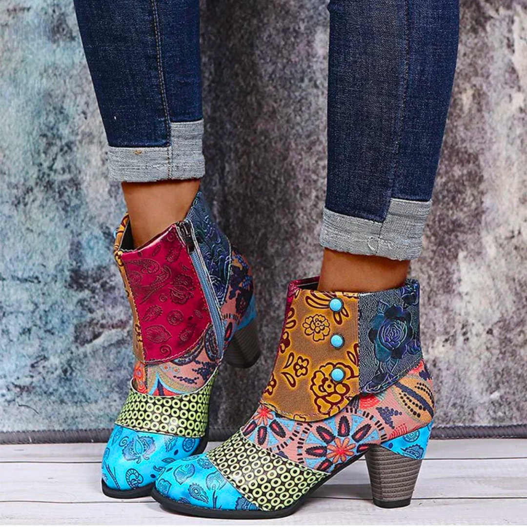 Ollie™ | Boho Pattern Casual Ankle Boots
