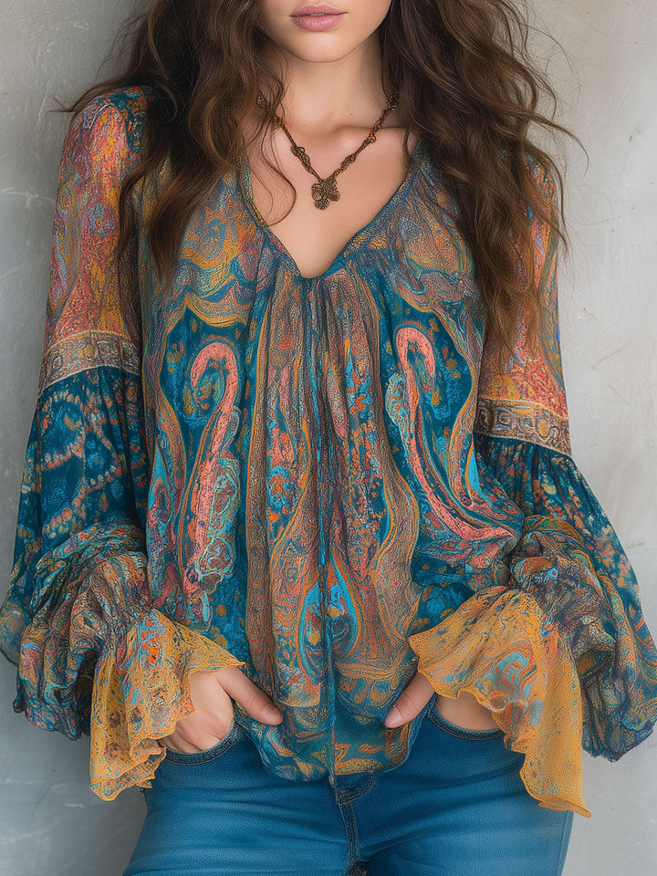 Beverly™ | Chic Paisley Print Relaxed Fit Blouse