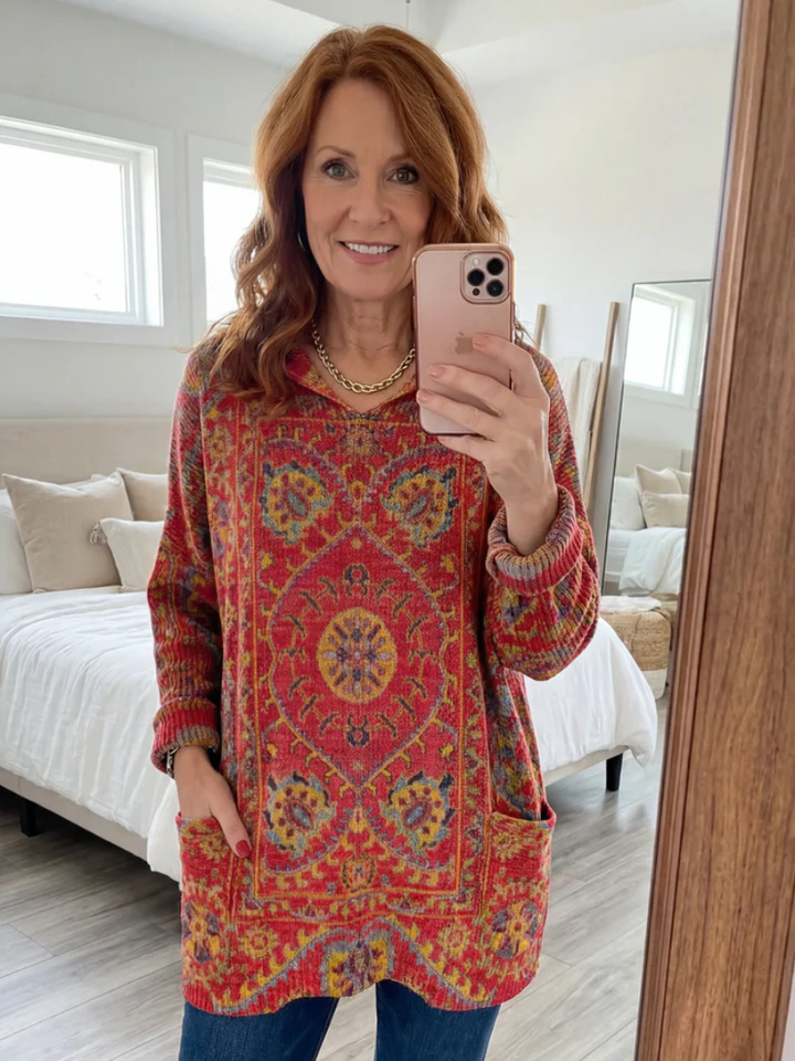 Helen™ | Retro Hooded Knit Tunic