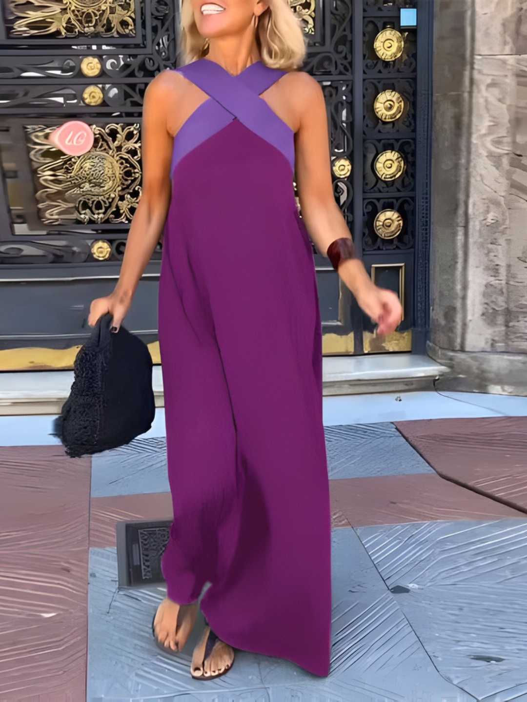 Vanessa™ | Elegant Cross Strap Maxi Dress