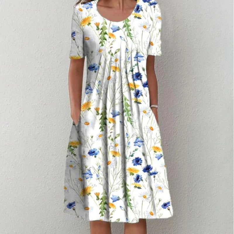 Zelda™ | Loose Fit Summer Printed Midi Dress
