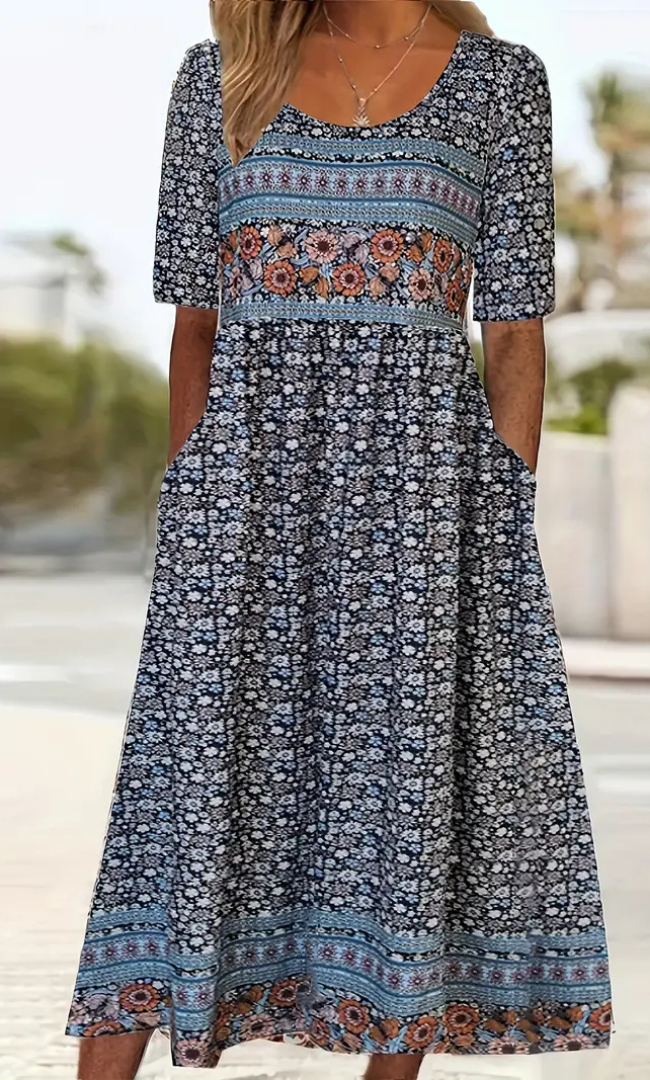 Emmy™ | Boho Print Midi Dress