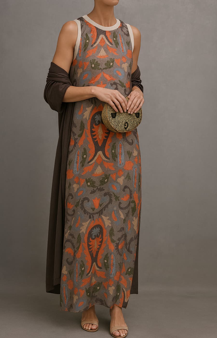 Zara™ | Elegant maxi dress with matching stole