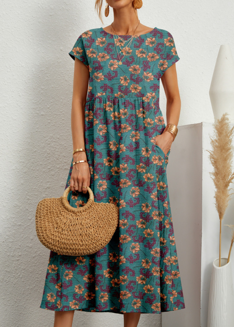 Amaya™ | Summer Floral Midi Dress