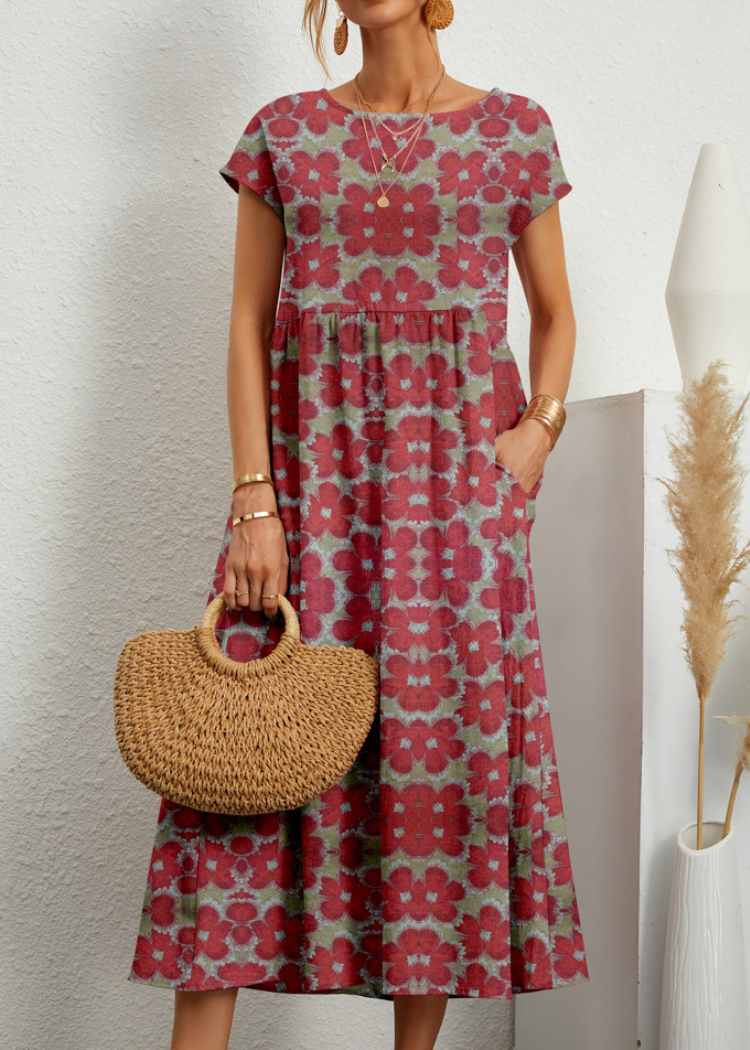 Amaya™ | Summer Floral Midi Dress