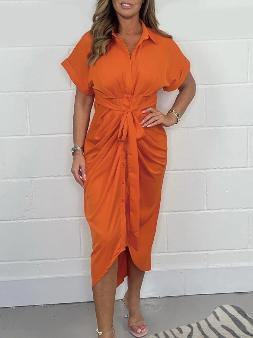 Liddie™ | Silk Satin Shirt Dress