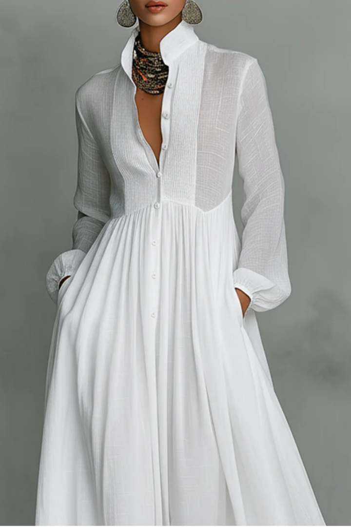 Cleora™ | Flowing Button-Front Maxi Dress