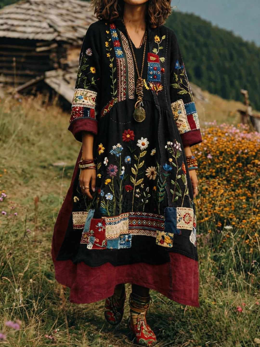 Joyce™ | Patchwork Folk Style Dress