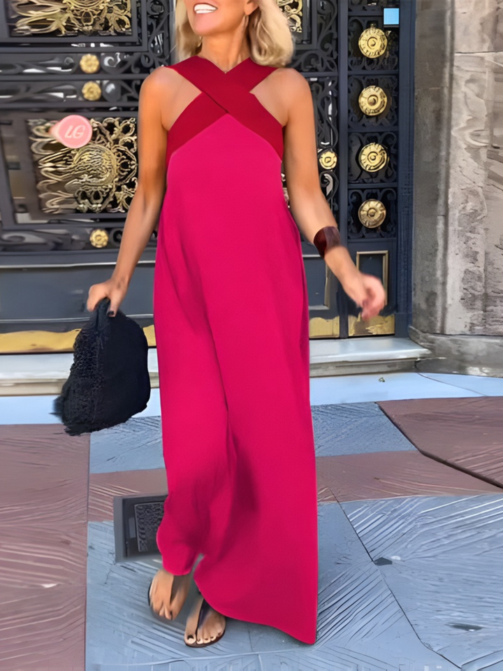 Vanessa™ | Elegant Cross Strap Maxi Dress