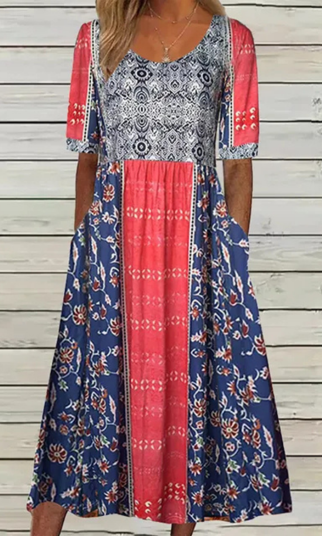 Emmy™ | Boho Print Midi Dress