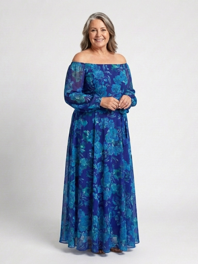 Minta™ | Elegant Off-Shoulder Maxi Dress for Women