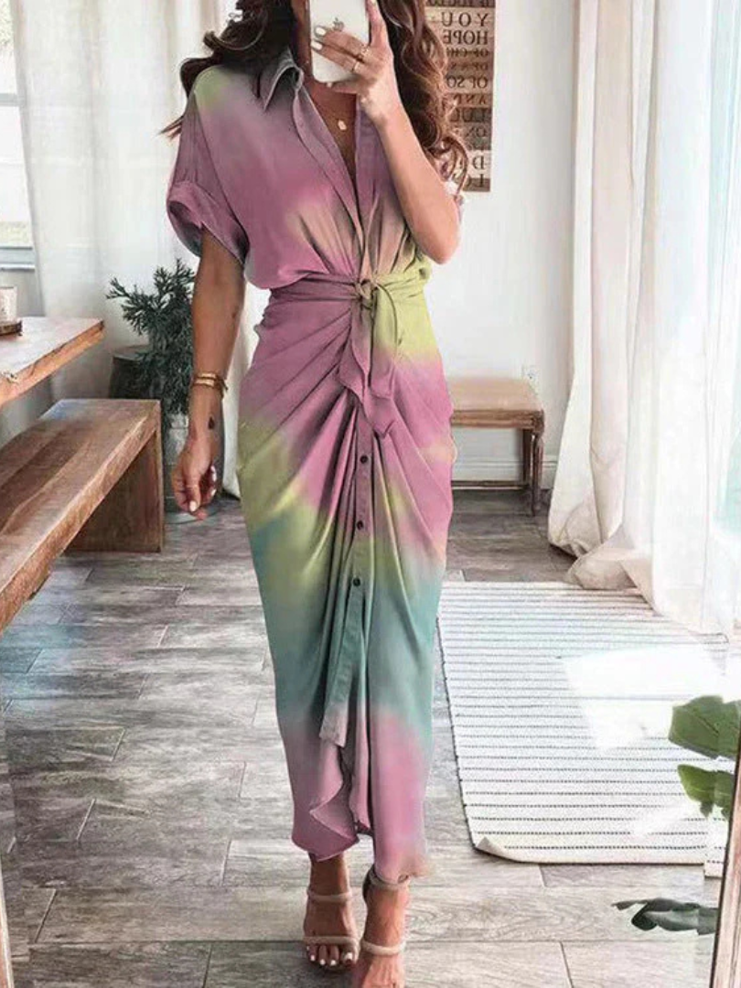 Liddie™ | Silk Satin Shirt Dress