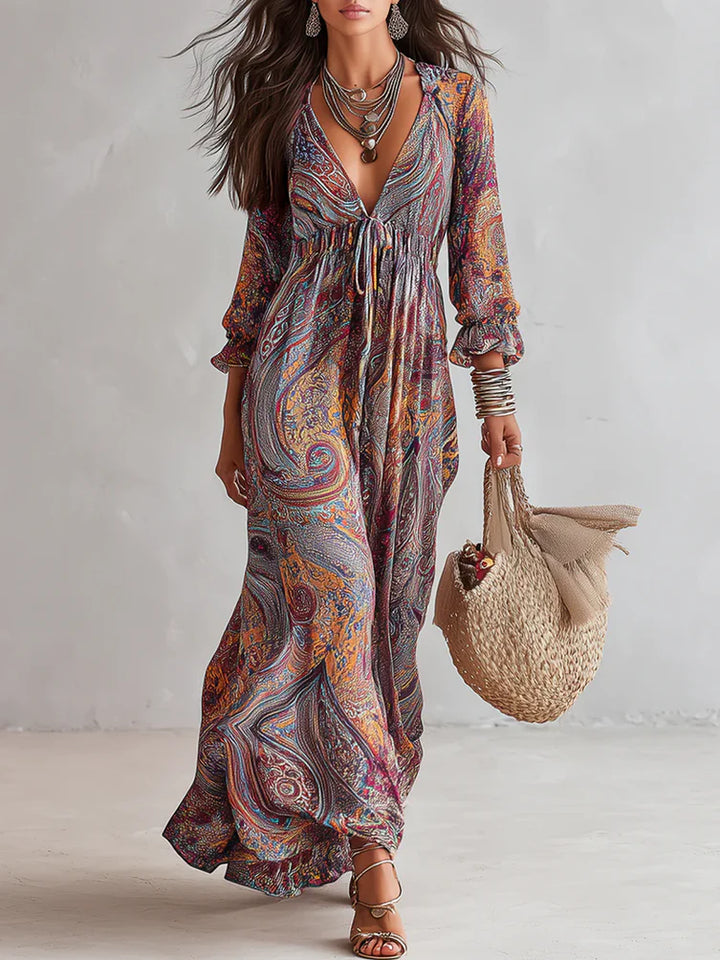 Soraya™ | Colorful Long Sleeve Maxi Dress