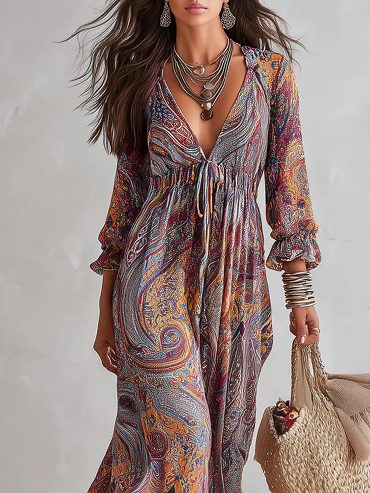 Soraya™ | Colorful Long Sleeve Maxi Dress