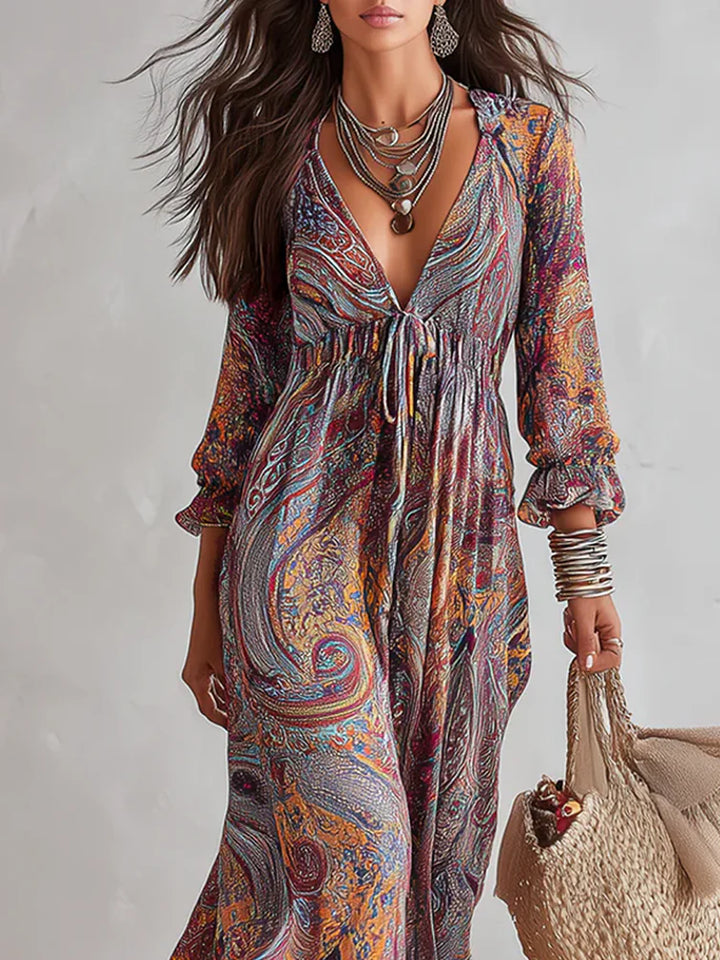 Soraya™ | Colorful Long Sleeve Maxi Dress