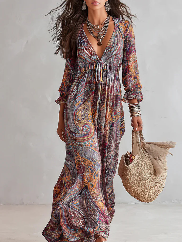 Soraya™ | Colorful Long Sleeve Maxi Dress