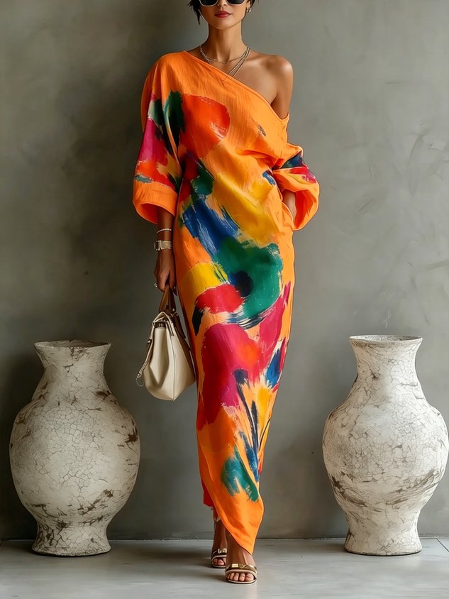 Lindsey™ | Elegant One-Shoulder Flowing Maxi Dress