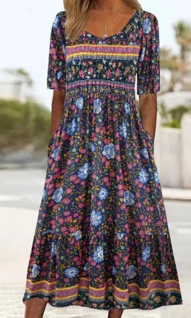 Emmy™ | Boho Print Midi Dress