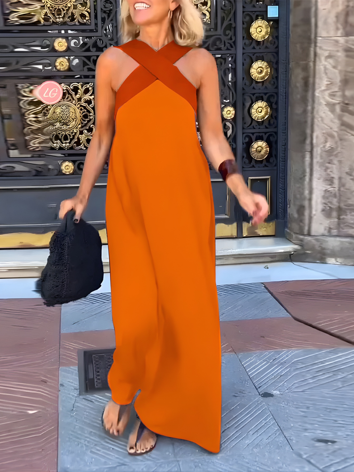 Vanessa™ | Elegant Cross Strap Maxi Dress