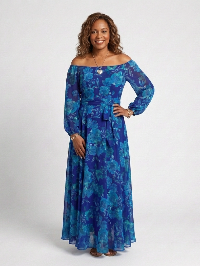 Minta™ | Elegant Off-Shoulder Maxi Dress for Women