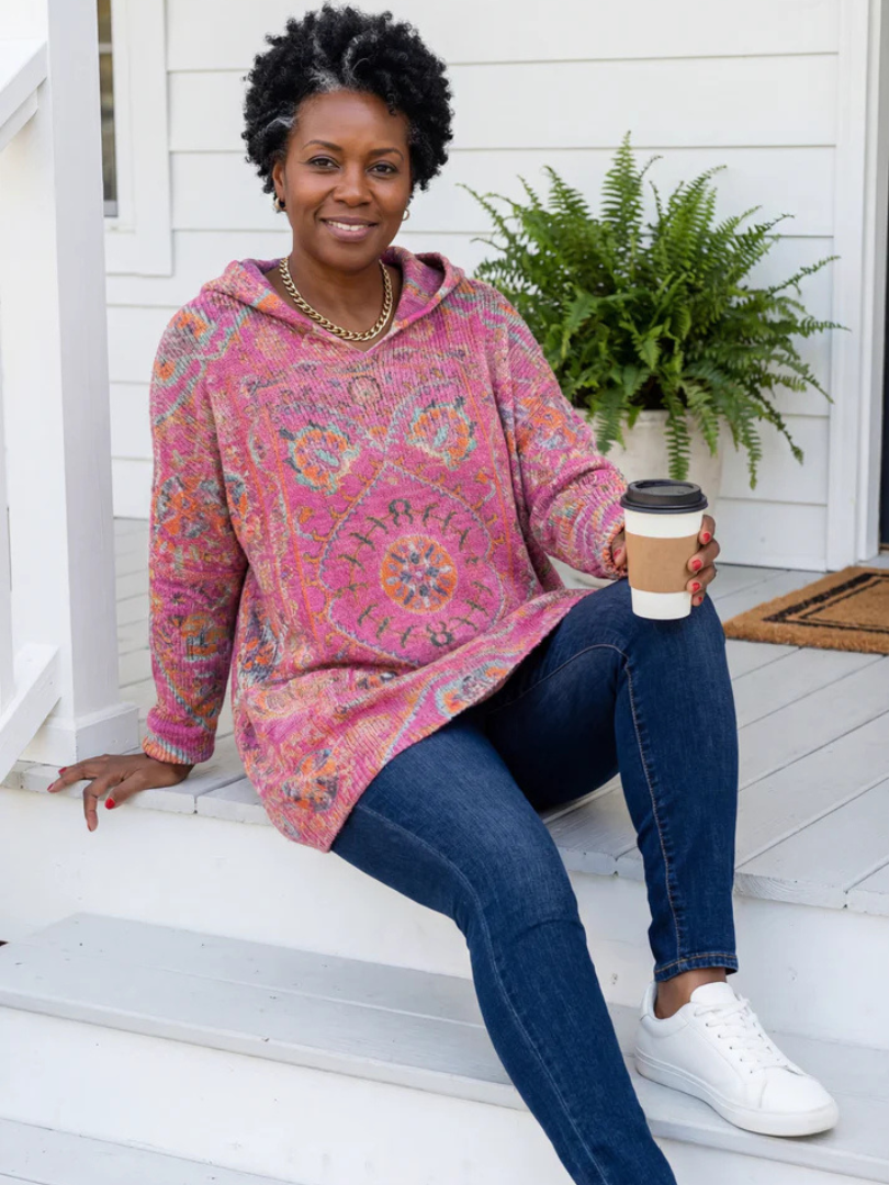 Helen™ | Retro Hooded Knit Tunic