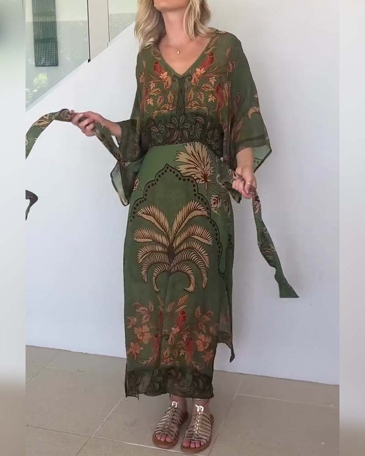 Shaina™ | Bohemian Summer Tie-Waist Maxi Dress