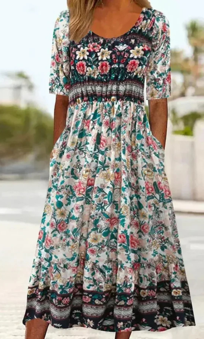 Emmy™ | Boho Print Midi Dress
