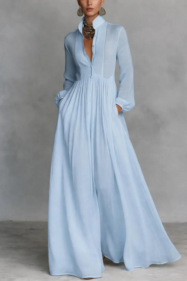 Cleora™ | Flowing Button-Front Maxi Dress