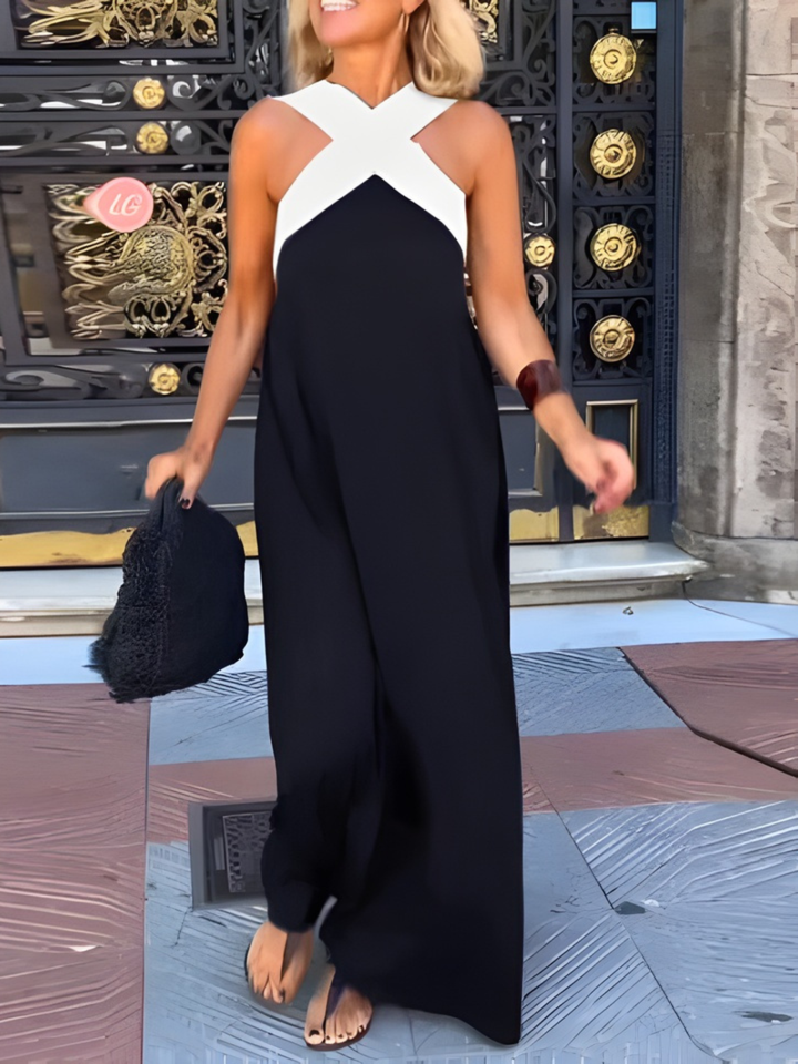Vanessa™ | Elegant Cross Strap Maxi Dress