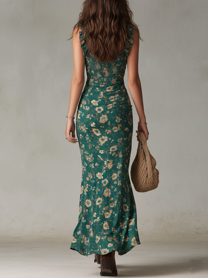 Jillian™ | Bohemian Floral Ruffle Maxi Dress