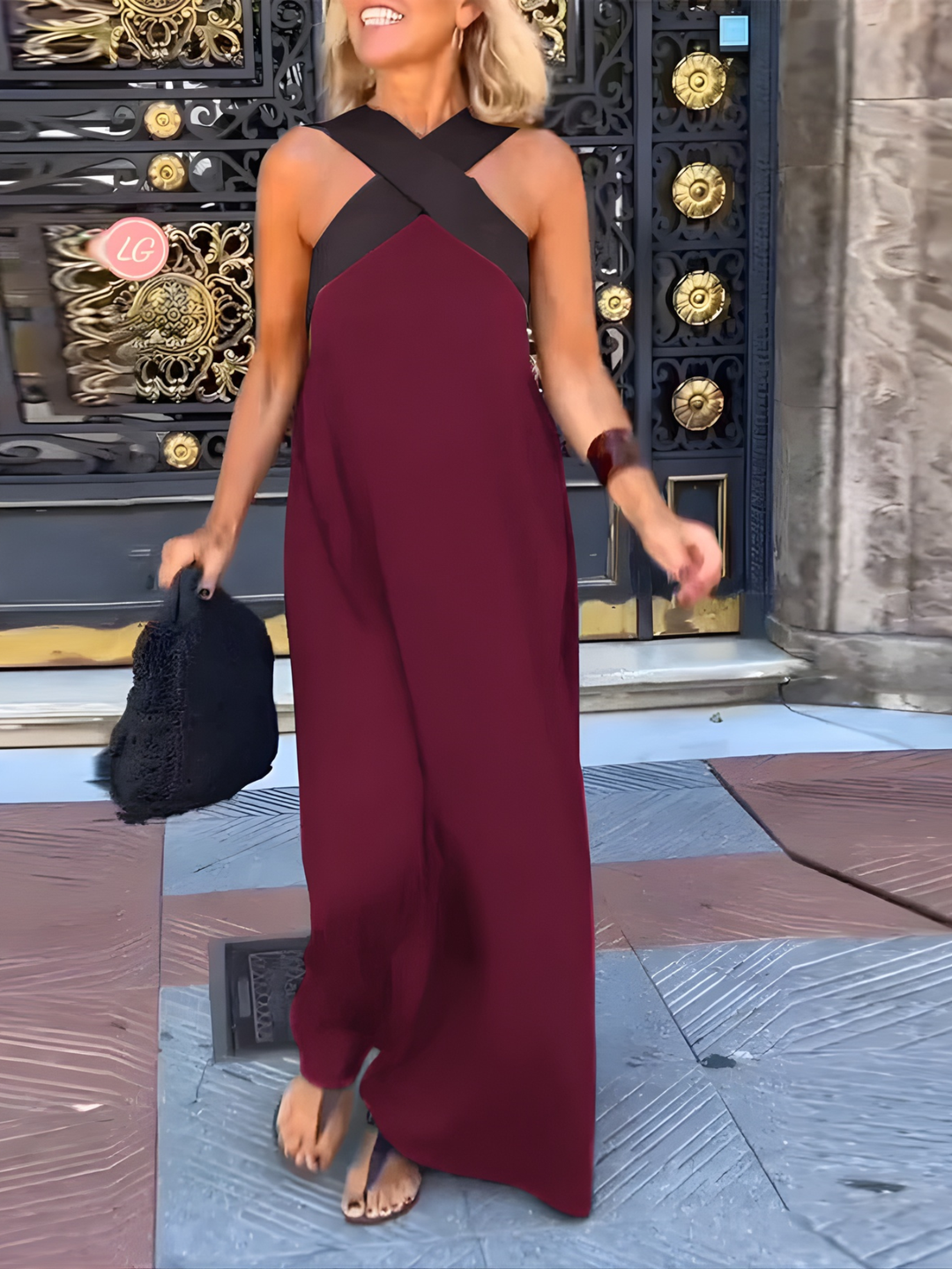 Vanessa™ | Elegant Cross Strap Maxi Dress