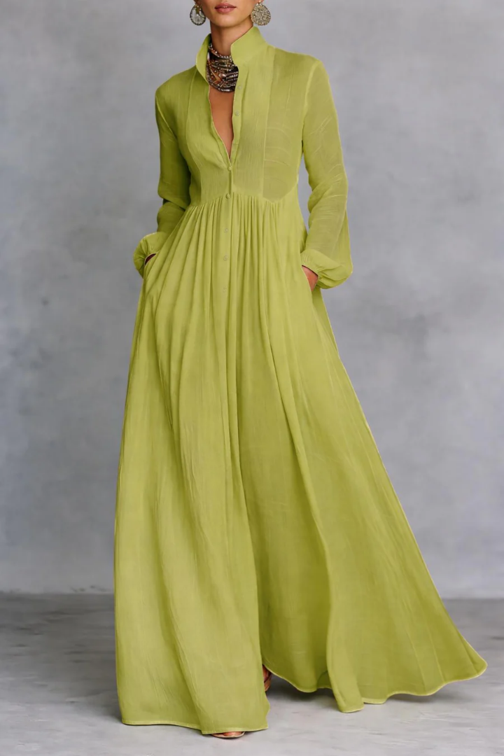 Cleora™ | Flowing Button-Front Maxi Dress