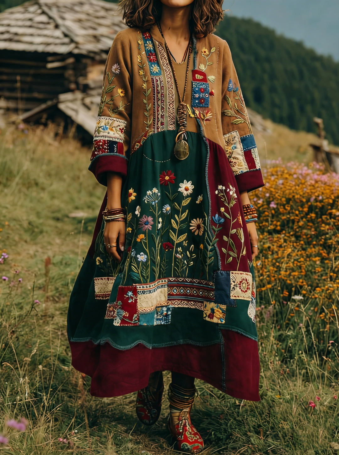 Joyce™ | Patchwork Folk Style Dress