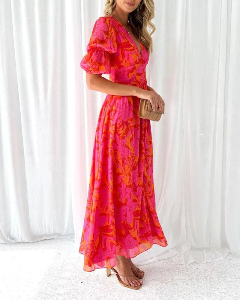 Noralynn™ | Floral V-Neck Maxi Dress