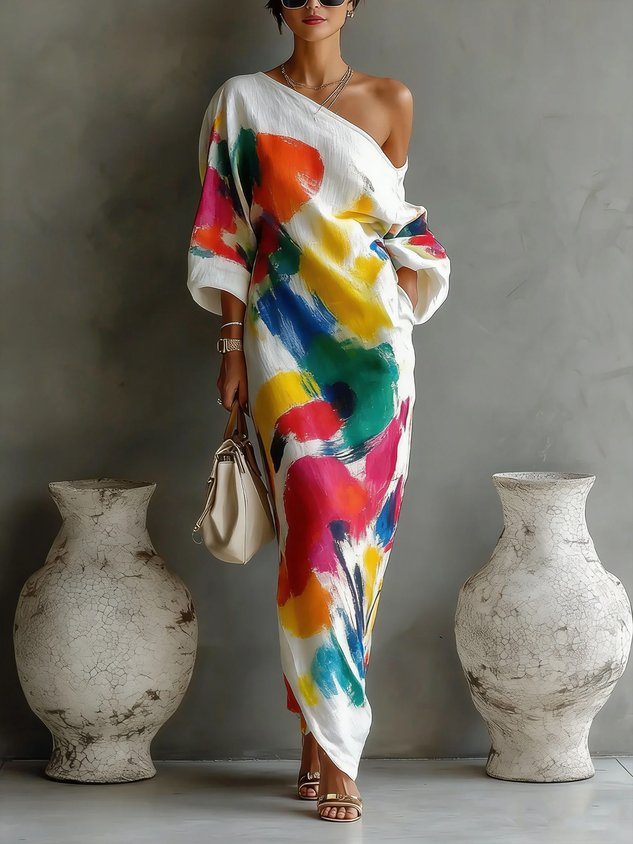 Lindsey™ | Elegant One-Shoulder Flowing Maxi Dress