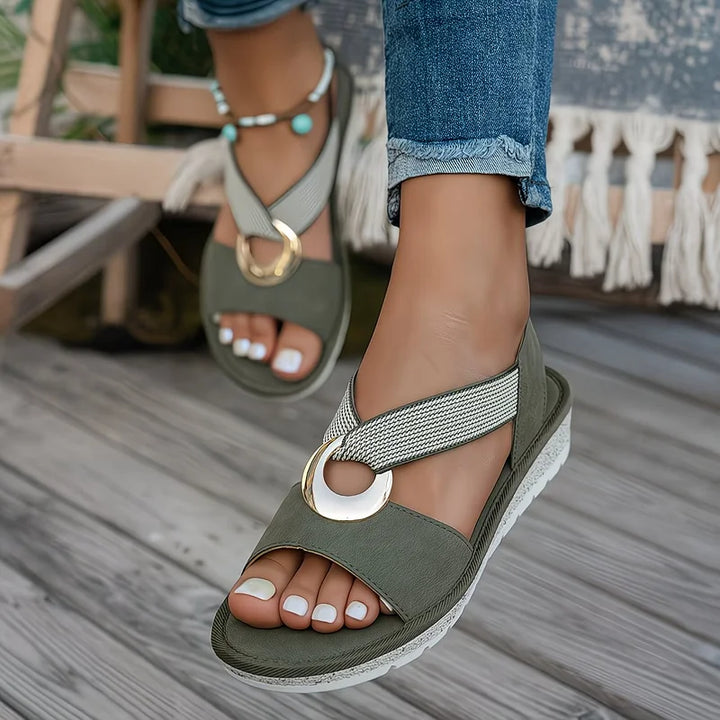 Tanya™ | Comfort Flat Sandals With Metal Buckle