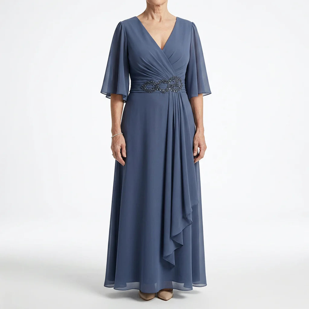 Isolde™ | Butterfly Sleeved Long Wrap Dress