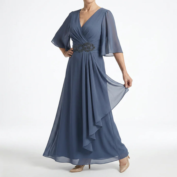 Isolde™ | Butterfly Sleeved Long Wrap Dress