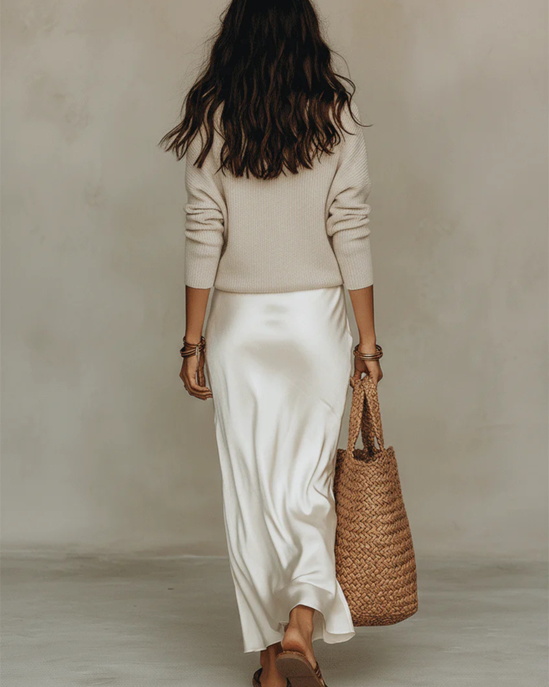 Stacy™ | satin slip skirt outfit with Sweater